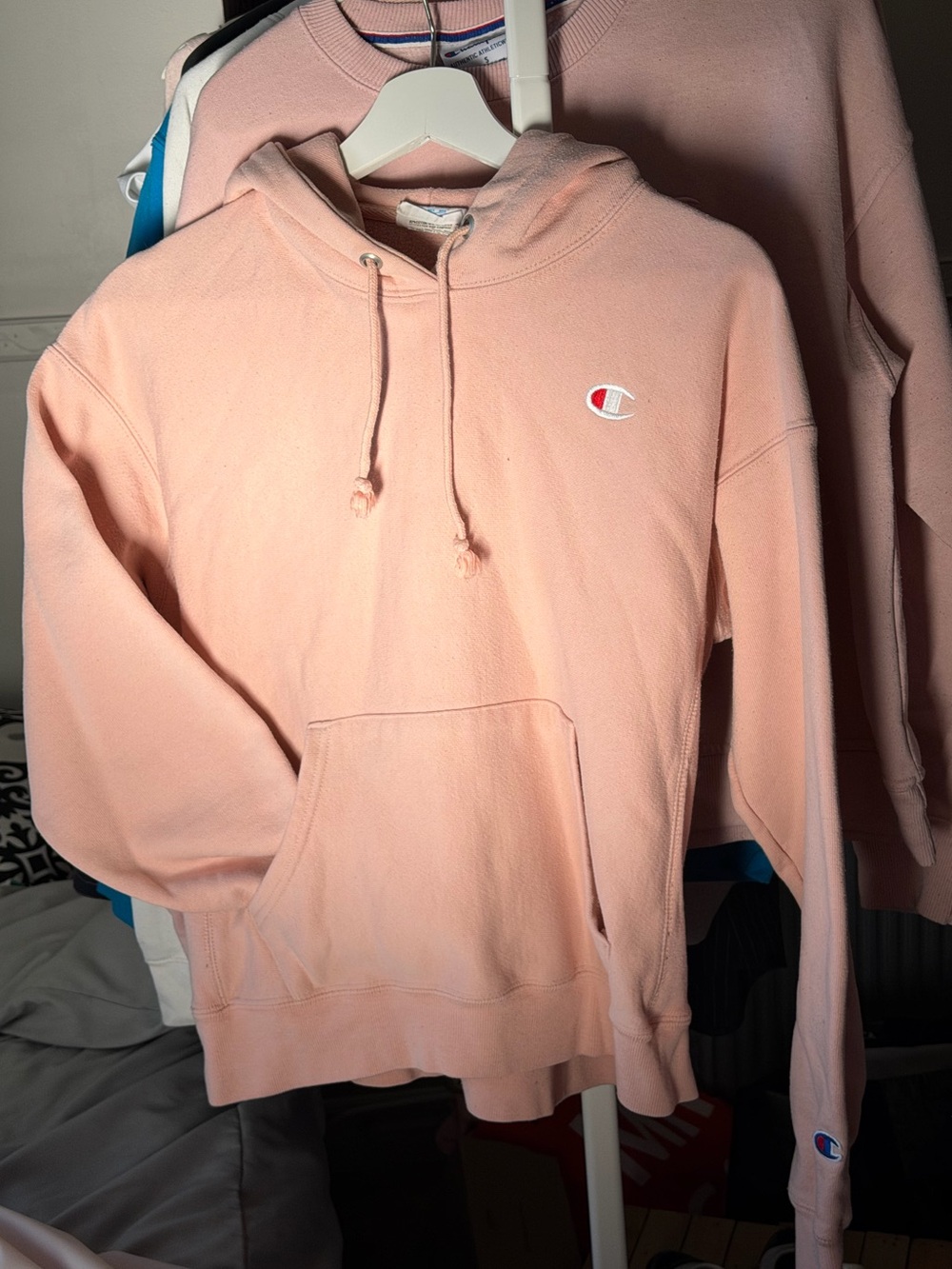 Champion Light Pink Reverse Weave Sweatshirt - Embroidered Logo